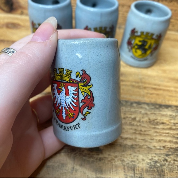 Lot of 4 Miniature German Stoneware Beer Mugs Stein Shot Glasses - Picture 7 of 8